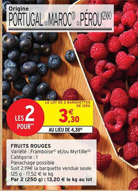 LE LOT DE 2 BARQUETTES DE 125G