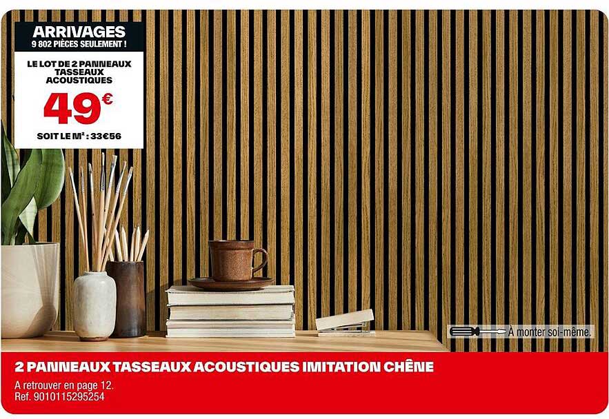LE LOT DE 2 PANNEAUX TASSEAUX ACOUSTIQUES