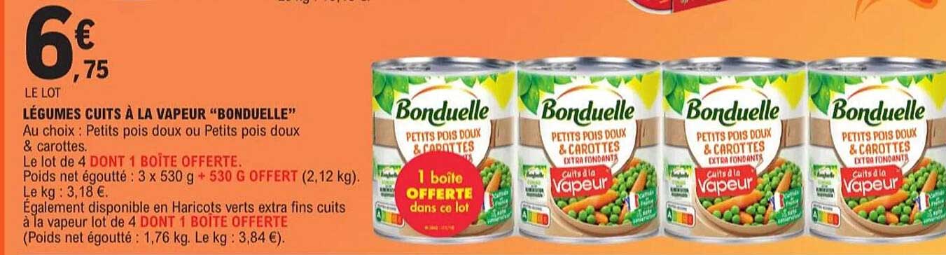LÉGUMES CUITS À LA VAPEUR "BONDUELLE"