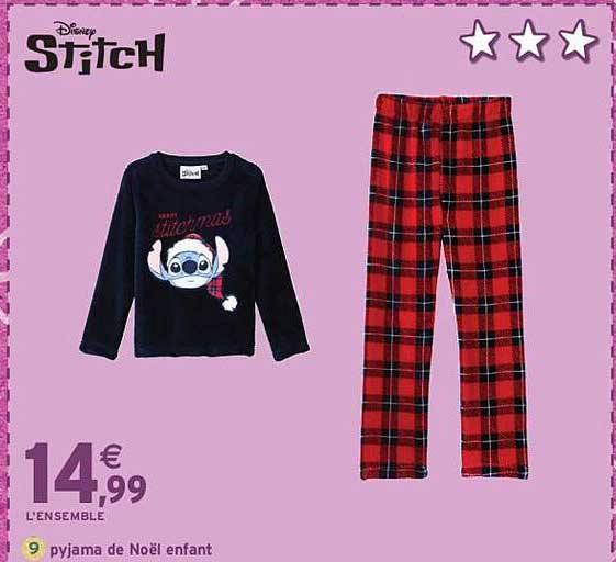L'ensemble pyjama de Noël enfant Disney Stitch