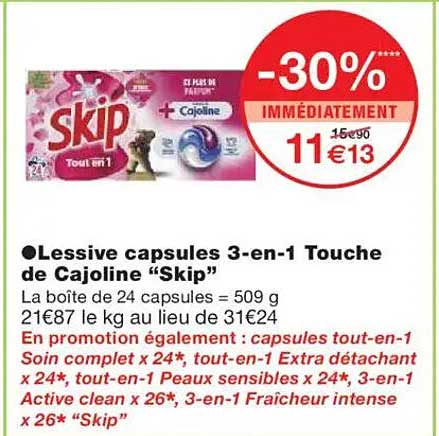 Lessive capsules 3-en-1 Touche de Cajoline "Skip"