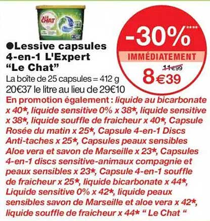 Lessive capsules 4-en-1 L'Expert "Le Chat"