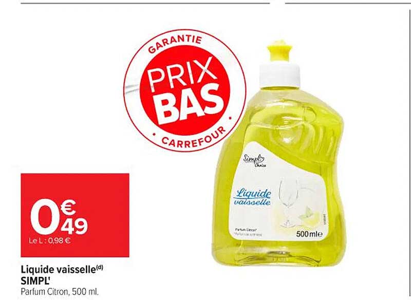 Liquide vaisselle SIMPL' Parfum Citron, 500 ml