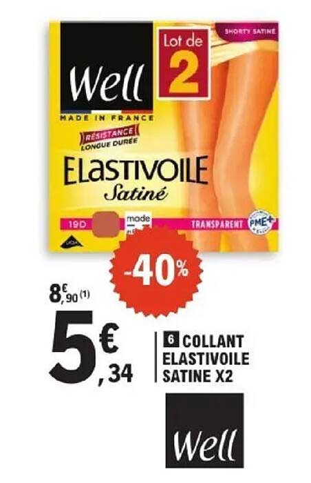 Lot de 2 Collants Elastivoile Satiné