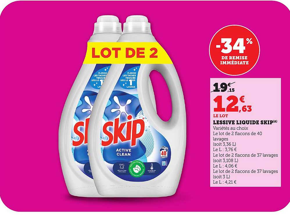 LOT DE 2 LESSIVE LIQUIDE SKIP