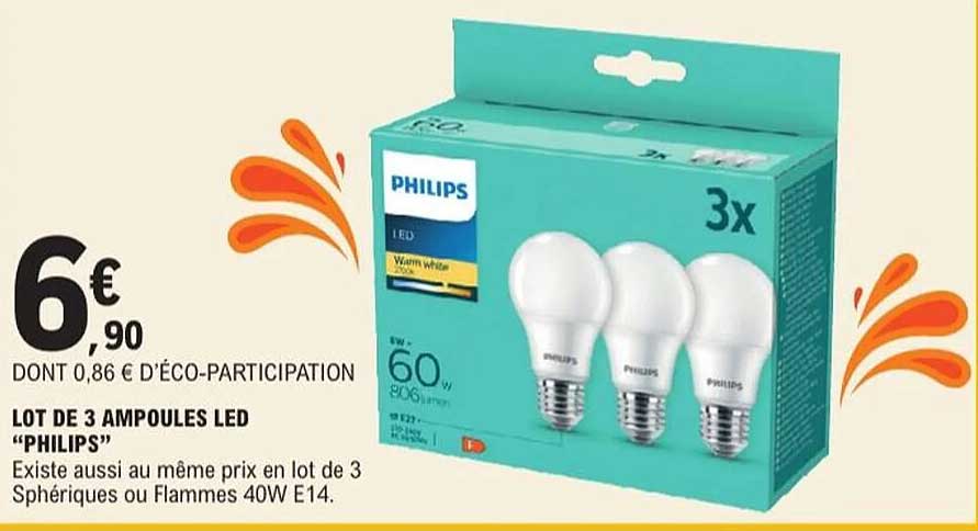 LOT DE 3 AMPOULES LED "PHILIPS"