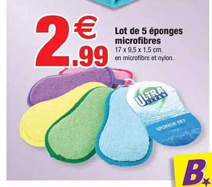 Lot de 5 éponges microfibres