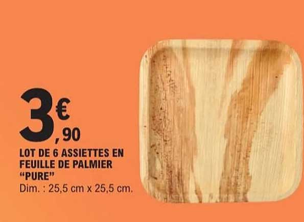 LOT DE 6 ASSIETTES EN FEUILLE DE PALMIER "PURE"