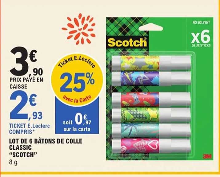 LOT DE 6 BÂTONS DE COLLE CLASSIC “SCOTCH”