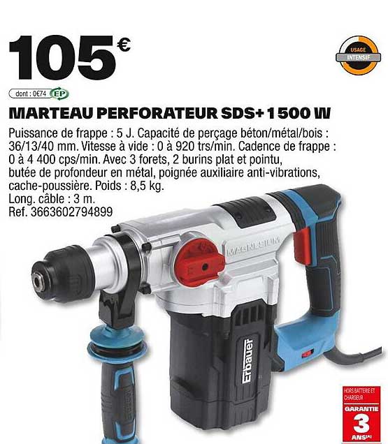 MARTEAU PERFORATEUR SDS+ 1500 W