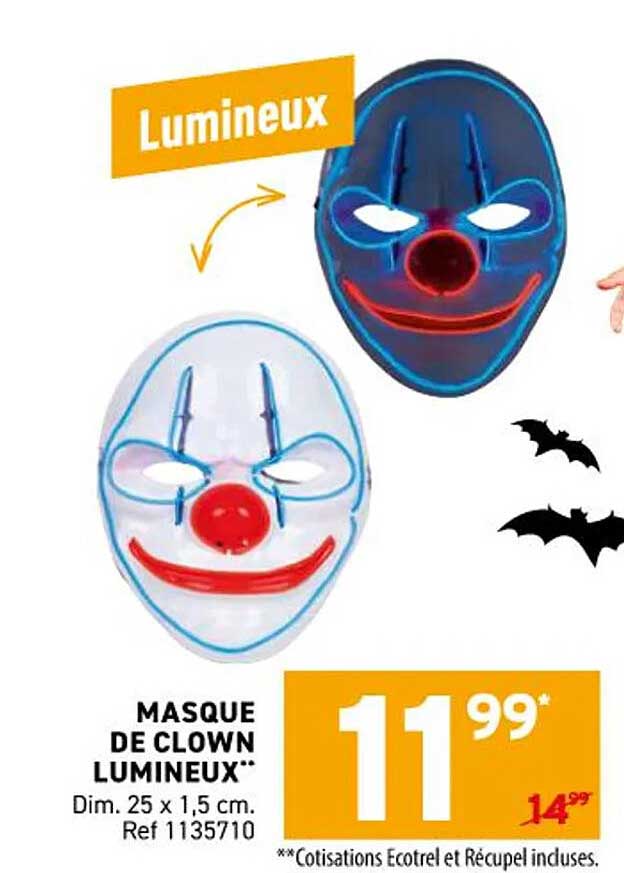 MASQUE DE CLOWN LUMINEUX