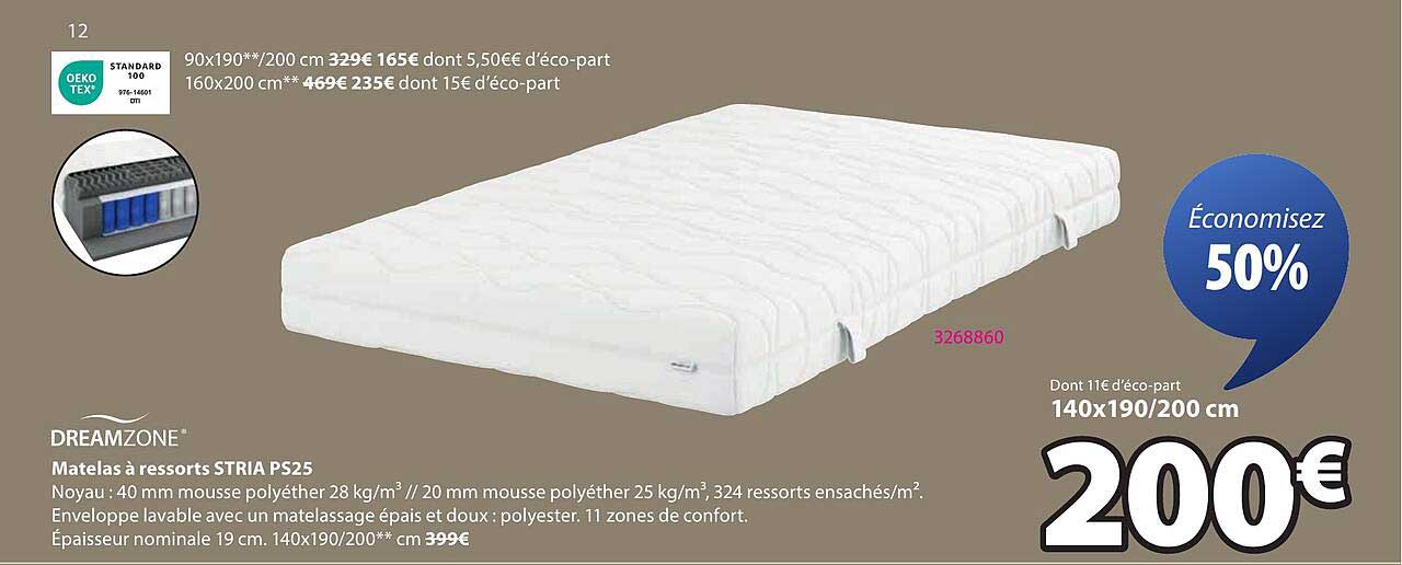 Matelas à ressorts STRIA PS25