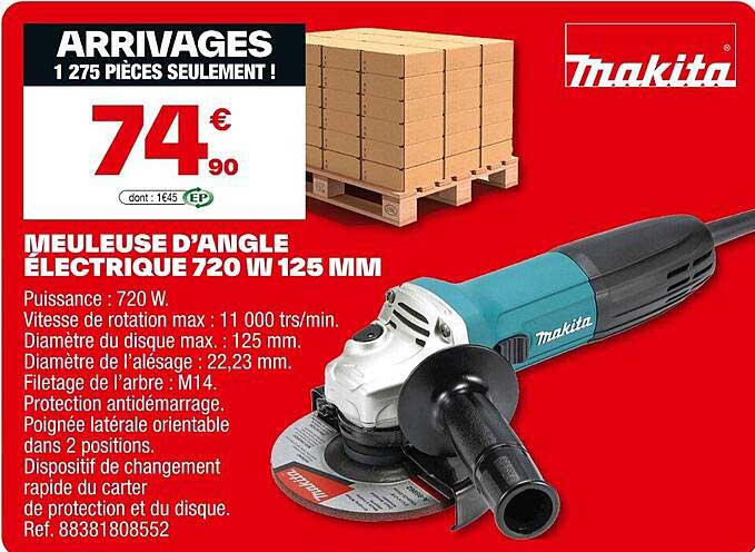 MEULEUSE D'ANGLE ÉLECTRIQUE 720 W 125 MM