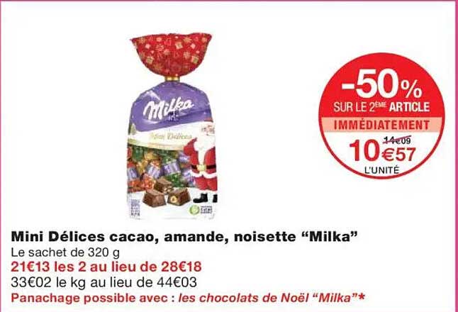 Mini Délices cacao, amande, noisette "Milka"