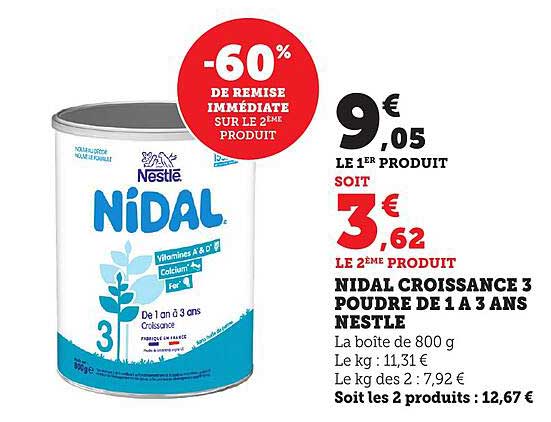 NIDAL CROISSANCE 3 POUDRE DE 1 À 3 ANS NESTLÉ