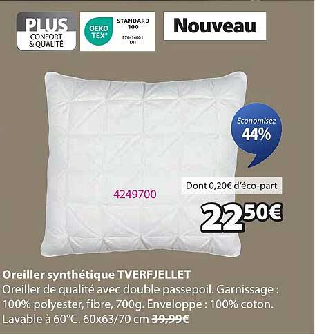 Nouveau Oreiller synthétique TVERFJELLET