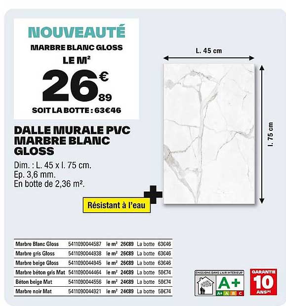 NOUVEAUTÉ MARBRE BLANC GLOSS