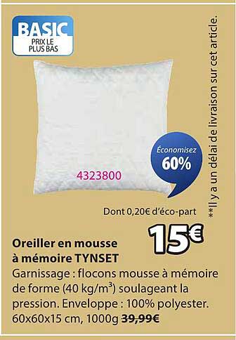 Oreiller en mousse à mémoire TYNSET