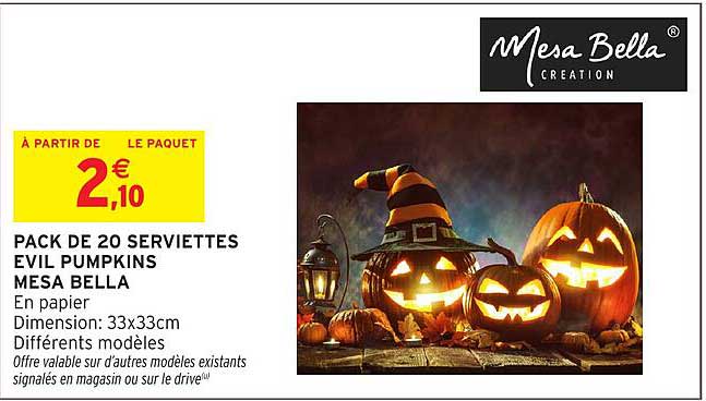 PACK DE 20 SERVIETTES EVIL PUMPKINS MESA BELLA