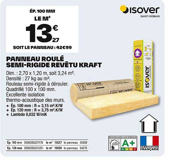 PANNEAU ROULÉ SEMI-RIGIDE REVÊTU KRAFT