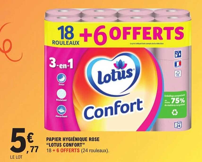 PAPIER HYGIÉNIQUE ROSE "LOTUS CONFORT"