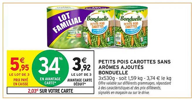 PETITS POIS CAROTTES SANS ARÔMES AJOUTÉS BONDUELLE
