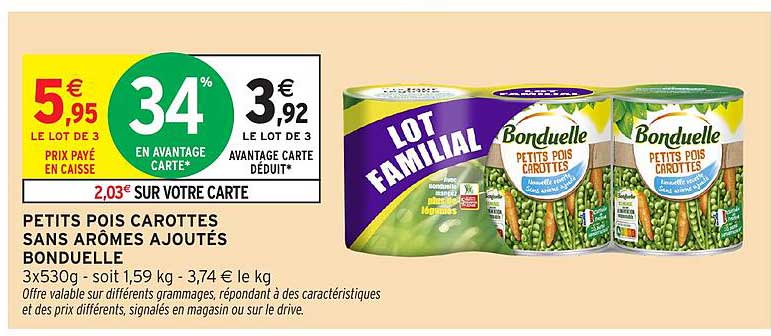 PETITS POIS CAROTTES SANS AROMES AJOUTES BONDUELLE