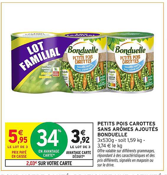 PETITS POIS CAROTTES SANS ARÔMES AJOUTÉS BONDUELLE
