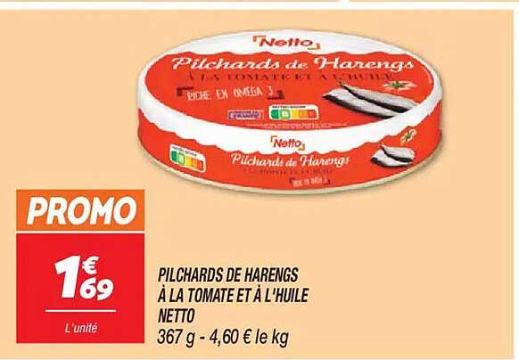 Pilchards de Harengs à la Tomate et à l'Huile Netto