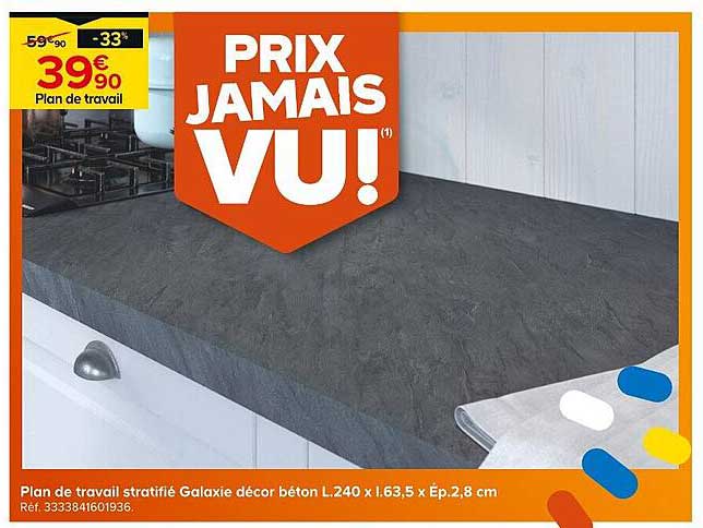 PLAN DE TRAVAIL STRATIFIÉ GALAXIE DÉCOR BÉTON