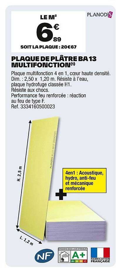 PLAQUE DE PLÂTRE BA 13 MULTIFONCTION