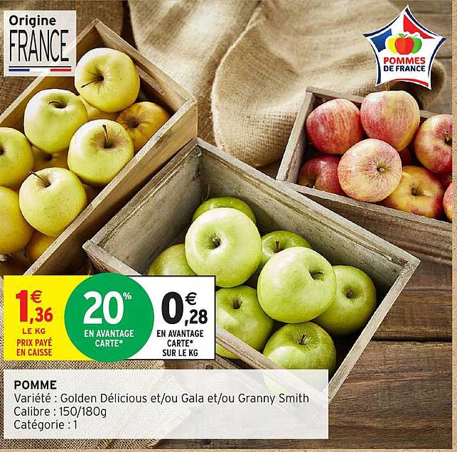 POMME - Variété : Golden Délicious et/ou Gala et/ou Granny Smith