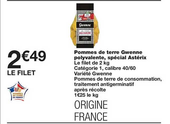 Pommes de terre Gwenne polyvalentes, spécial Astérix