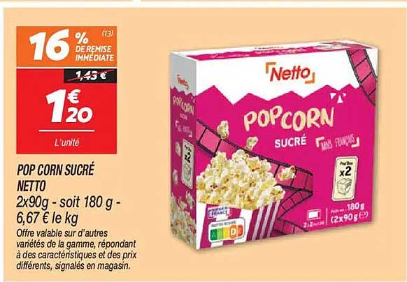 POP CORN SUCRÉ NETTO