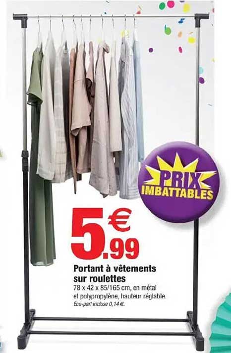 Portant à vêtements sur roulettes