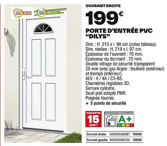 PORTE D'ENTRÉE PVC "DILYS"