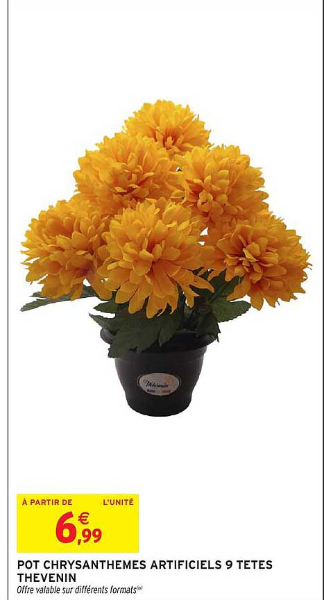 POT CHRYSANTHEMES ARTIFICIELS 9 TETES THEVENIN