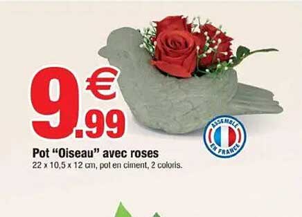 Pot "Oiseau" avec roses