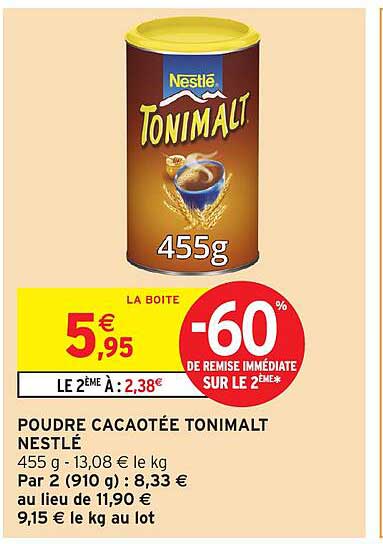 POUDRE CACAO TONENT MALT NESTLÉ