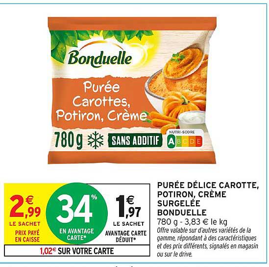 PURÉE DÉLICE CAROTTE, POTIRON, CRÈME SURGELÉE