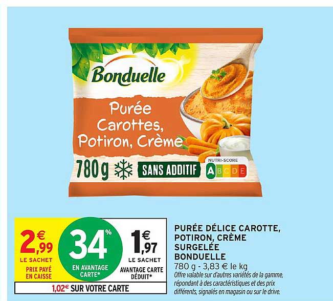 PURÉE DÉLICE CAROTTE, POTIRON, CRÈME SURGELÉE