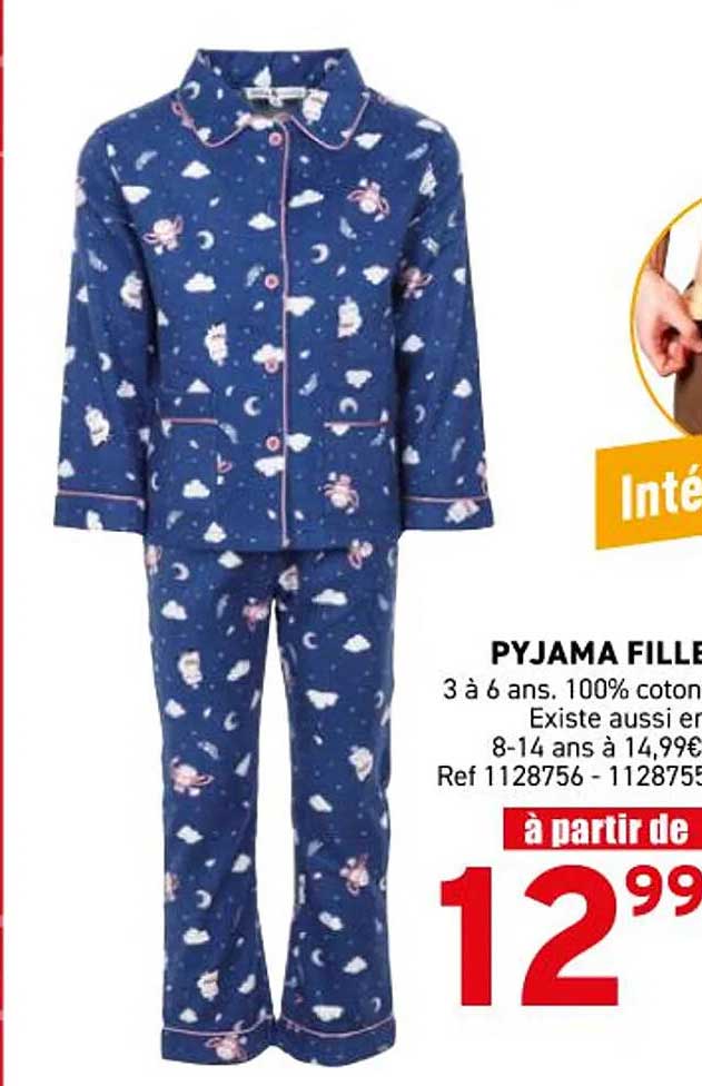 PYJAMA FILLE 3 à 6 ans. 100% coton.