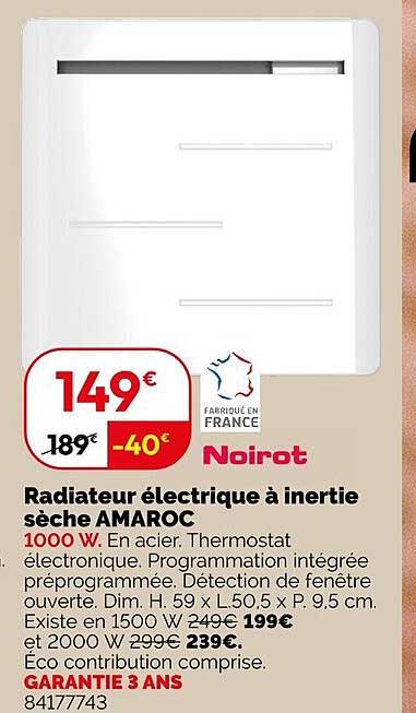 Radiateur électrique à inertie sèche AMAROC