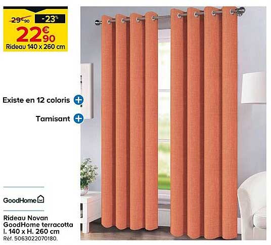 Rideau Novan GoodHome terracotta 1.40 x H. 260 cm