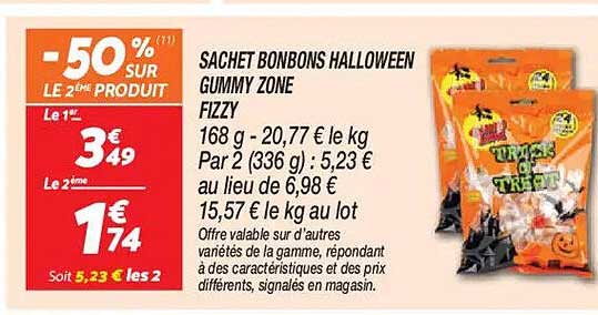 SACHET BONBONS HALLOWEEN GUMMY ZONE FIZZY
