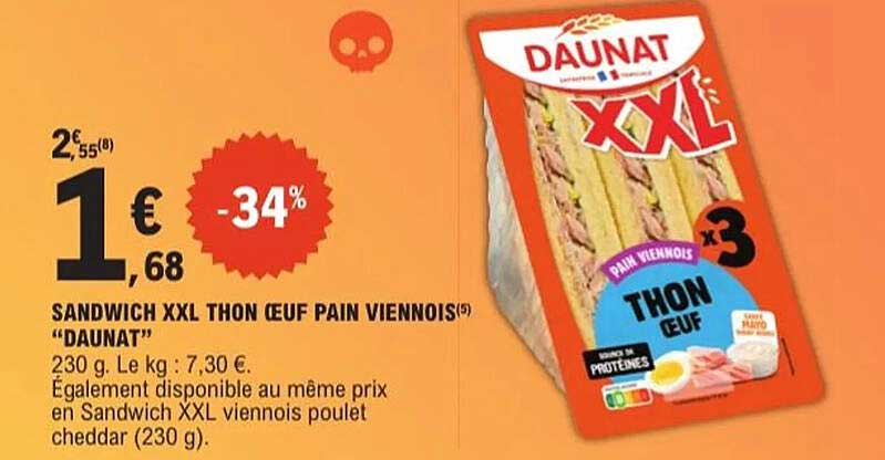 SANDWICH XXL THON (ŒUF PAIN VIENNOIS) "DAUNAT"