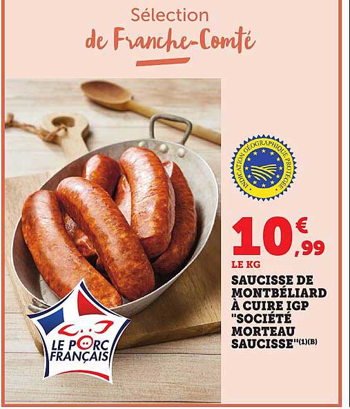 Saucisse de Montbeliard à cuire IGP "Société Morteau Saucisse"