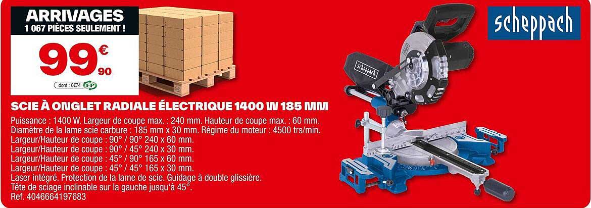 SCIE À ONgLET RADIALE ÉLECTRIQUE 1400 W 185 MM