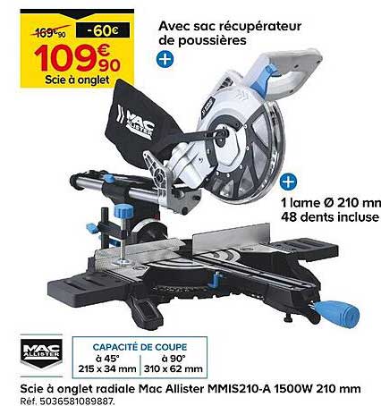 Scie à onglet radiale Mac Allister MMIS210-A 1500W 210 mm