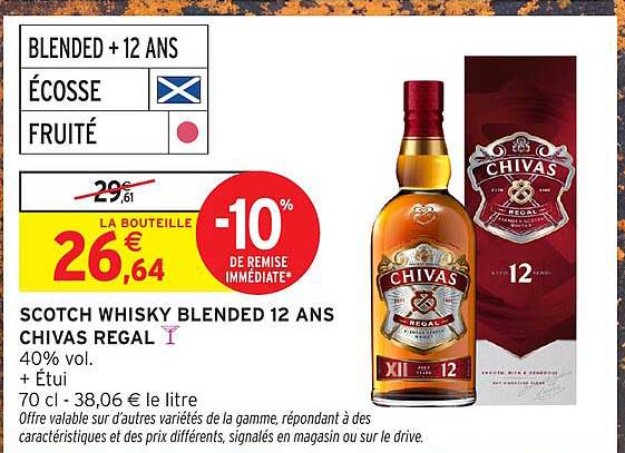 SCOTCH WHISKY BLENDED 12 ANS CHIVAS REGAL